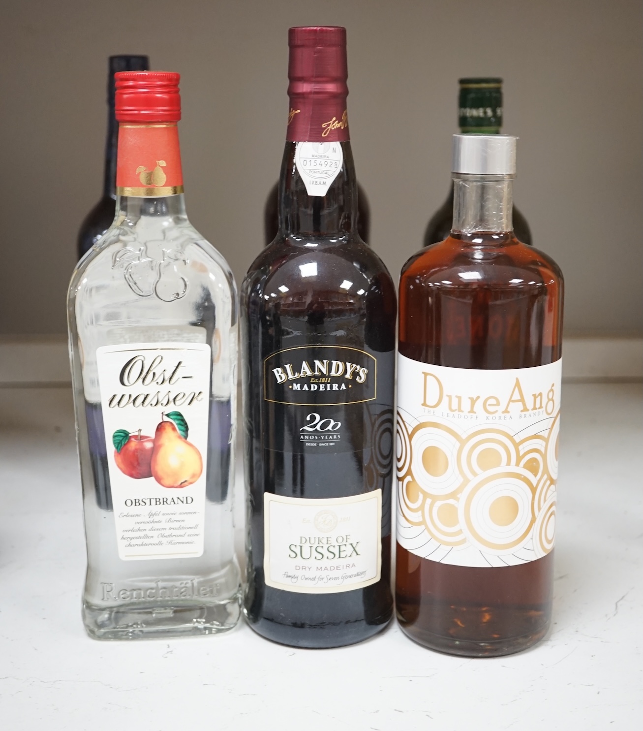 A quantity of various spirits and sherrys to include Appleton Estate Jamaica, Creme de Menthe and Blandy’s Madeira. Condition - good, storage history unknown